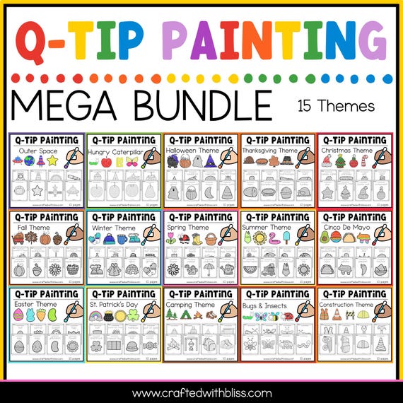 Q-Tip Painting Mega Bundle Preschool Kindergarten Craft