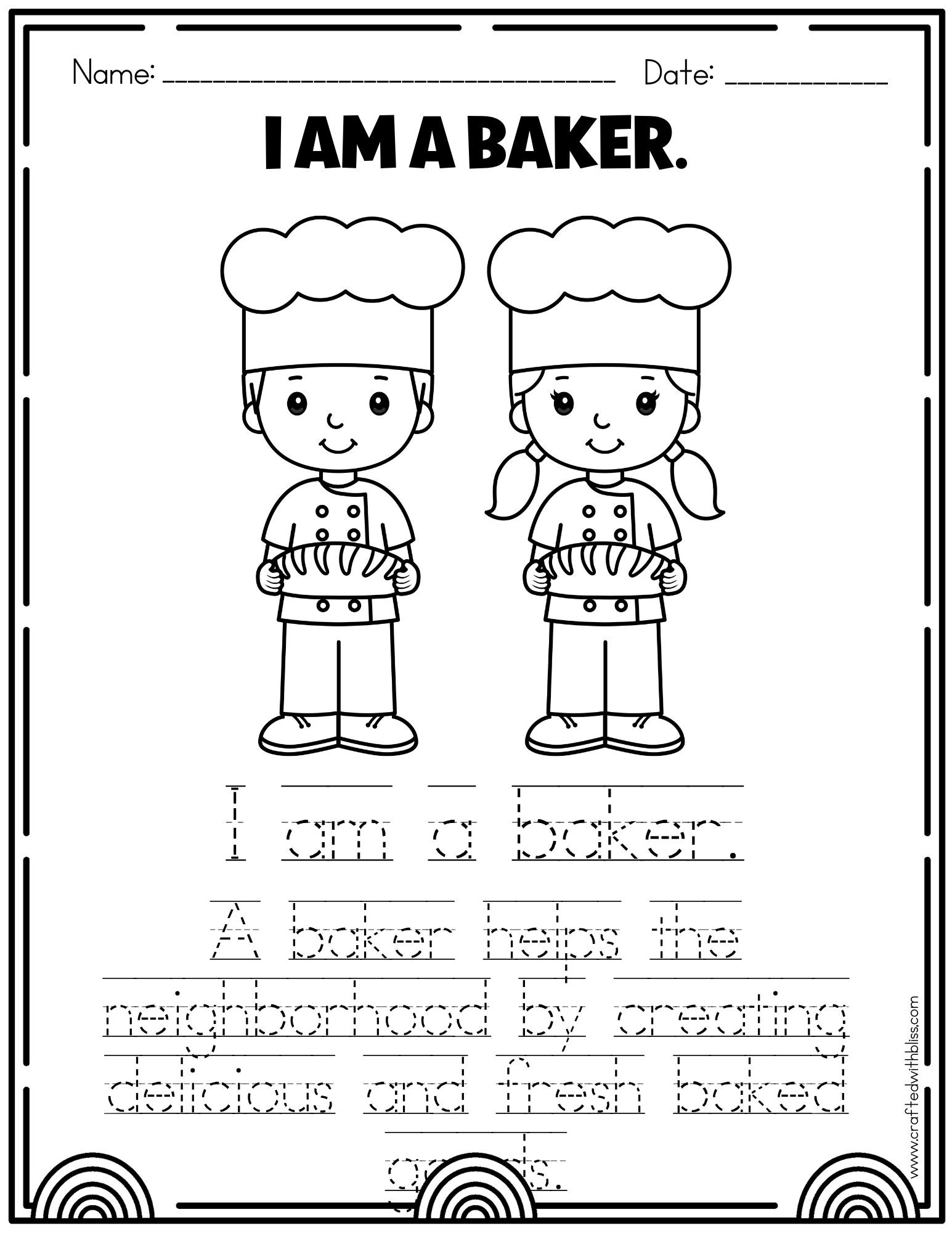 Community Helper Color and Trace Social Studies Kindergarten Community