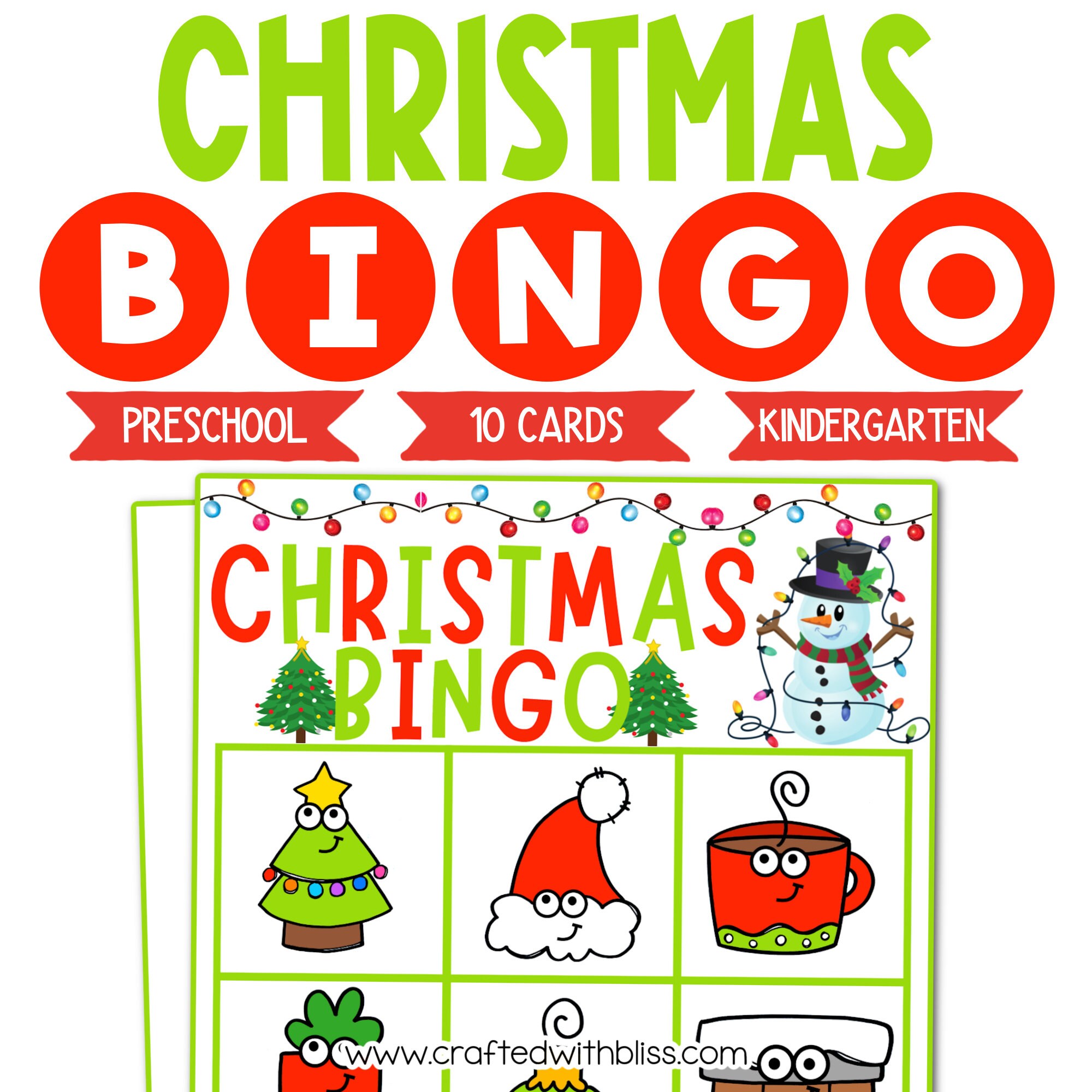10 Christmas BINGO for Preschool-kindergarten - Etsy