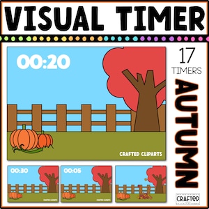 Temporizador visual de otoño, cuenta regresiva, herramienta de gestión del aula, transición, video PPT, otoño, descanso cerebral, limpieza, trabajo independiente, centro matutino