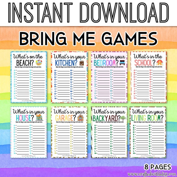 Bring Me Game Printables For Kids Bring me game list Bring | Etsy