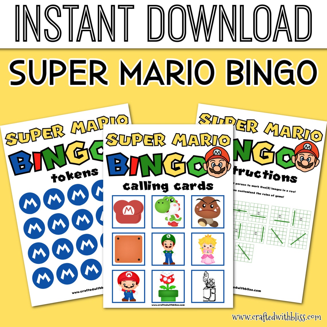 Mario BINGO for Kids, Mario Bingo Birthday Party, Classroom Mario Bingo ...