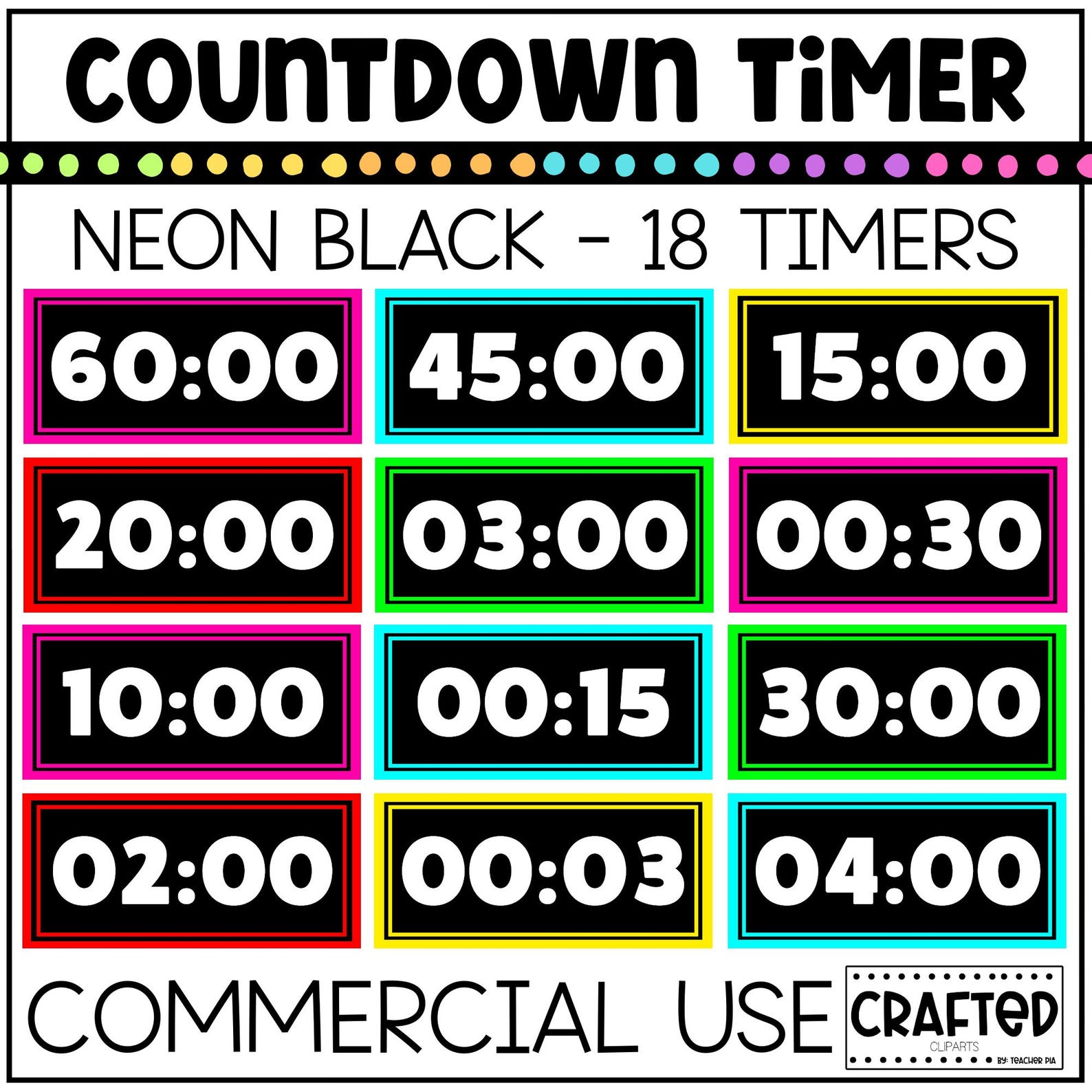 18 Black Neon Countdown Timer Classroom Management Tool Powerpoint ...