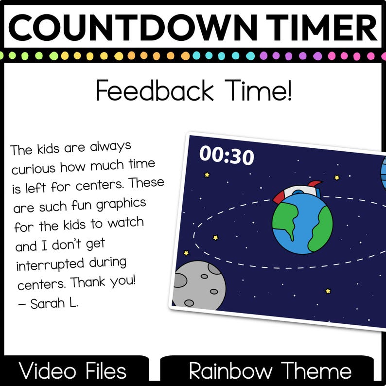 Space Theme Visual Timer Countdown Classroom Management Video Back to ...