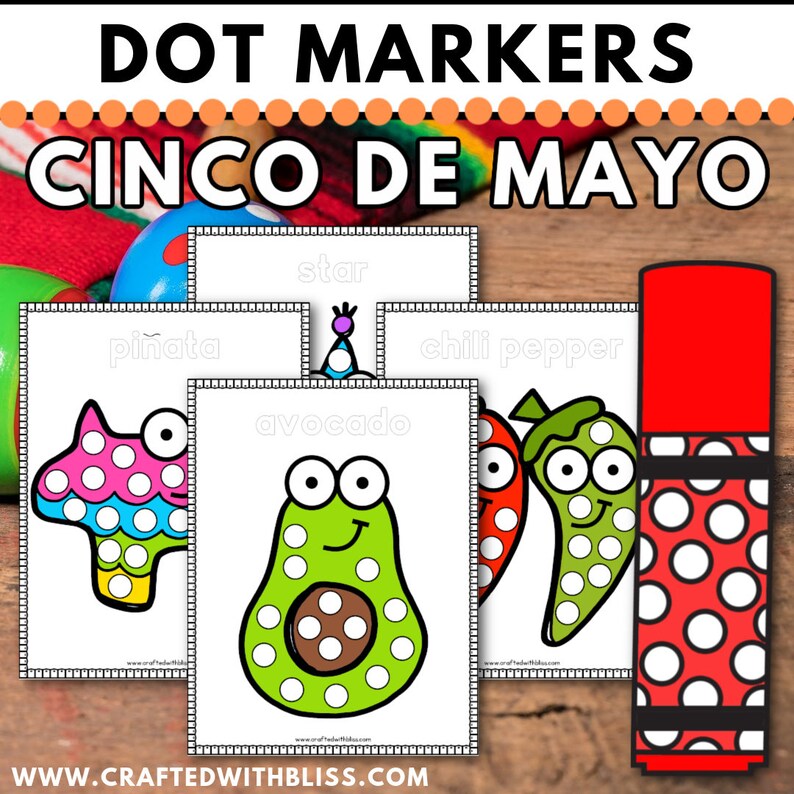 Cinco De Mayo Do-A-Dot Marker Fine Motor Printable, Cinco De Mayo Dot Marker Activity, Cinco De Mayo craft toddler preschool dot painting image 3