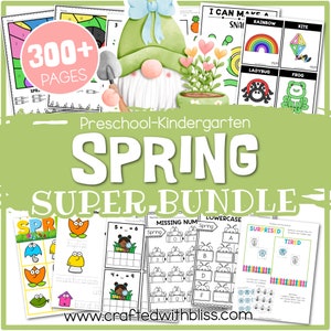 Spring Preschool-Kindergarten Bundle, April Kindergarten Activities, Daycare Craft Worksheet, Printable Activities Kid Homeschool
