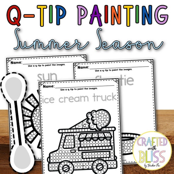 Q-tip Painting  Summer Season Fine Motor Activity  Summer