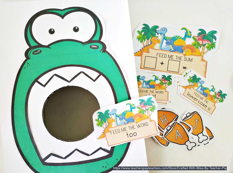 Feed the Dino Dinosaur Theme Feed the T Rex Literacy Center Math Center ...