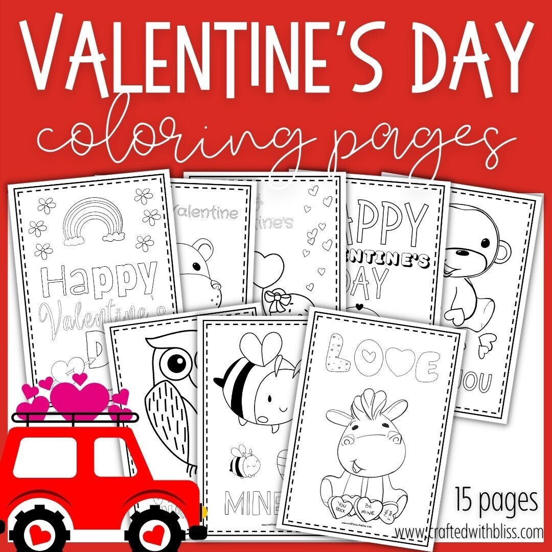 Valentine's Day Coloring Pages - Etsy