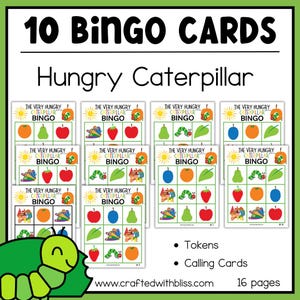 Hongerige Rups Bingo Klaslokaalspel Kleuterschool Kleuterschool (10 kaarten) Babyshower BINGO Feestspel Kinderopvang Speelafspraak