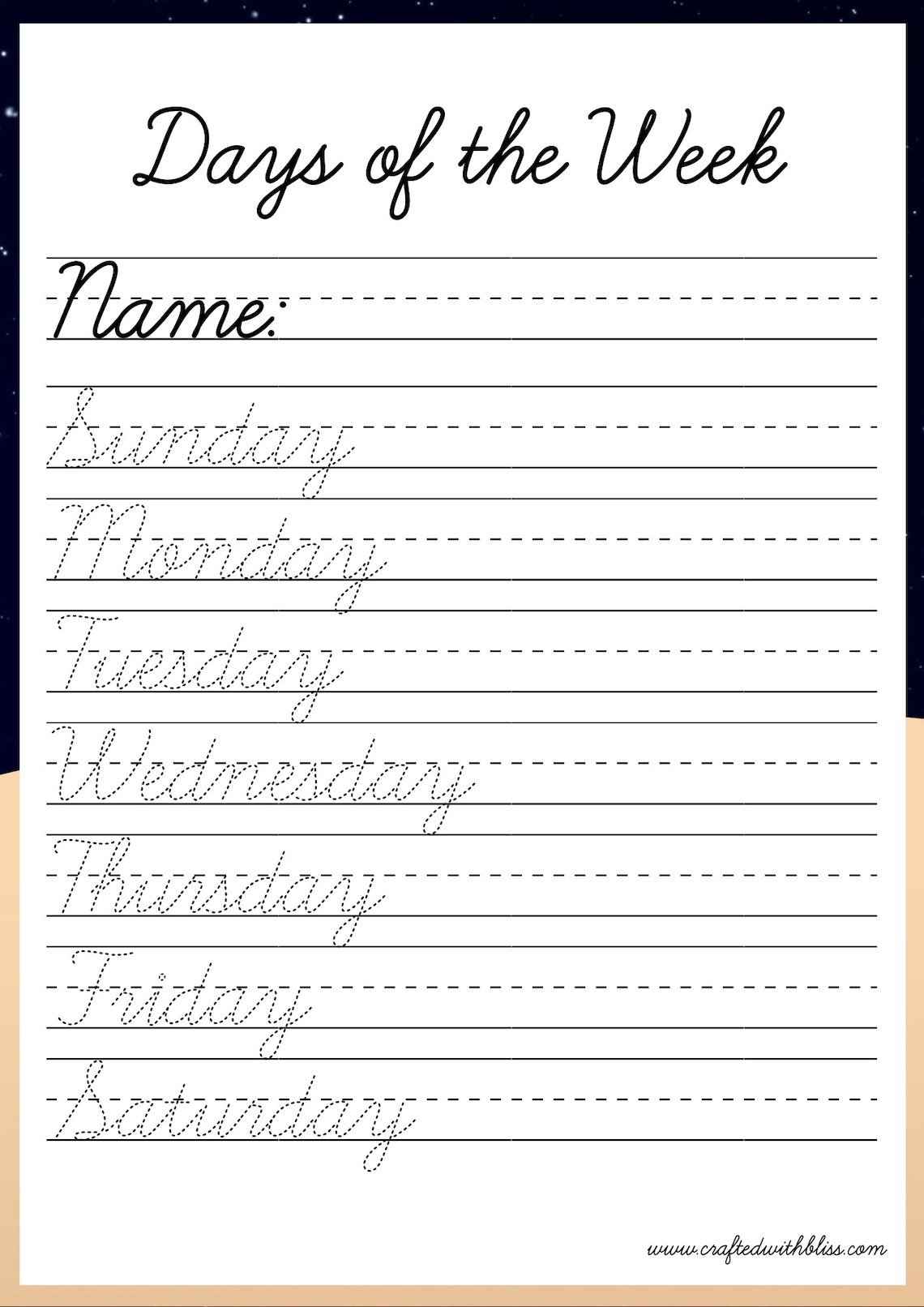 13 Pages Cursive Tracing Worksheet Alphabet Cursive Printable Days of