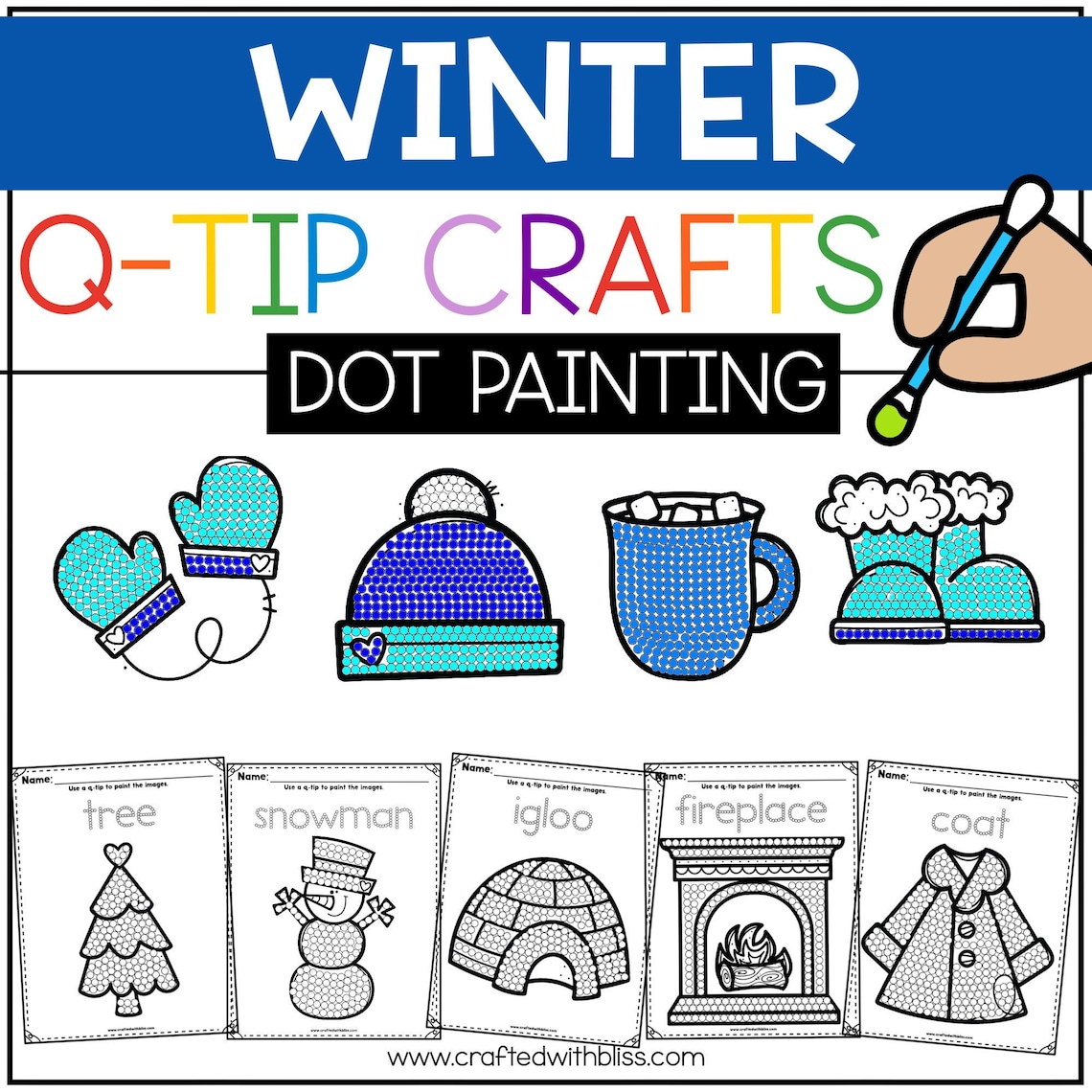 Q-tip Painting Winter Fine Motor Activity Winter Craft Dot Painting ...