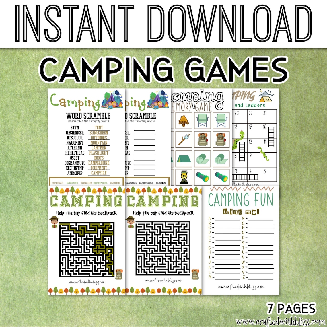 Camping printables free for kids Summer camp printables All Etsy