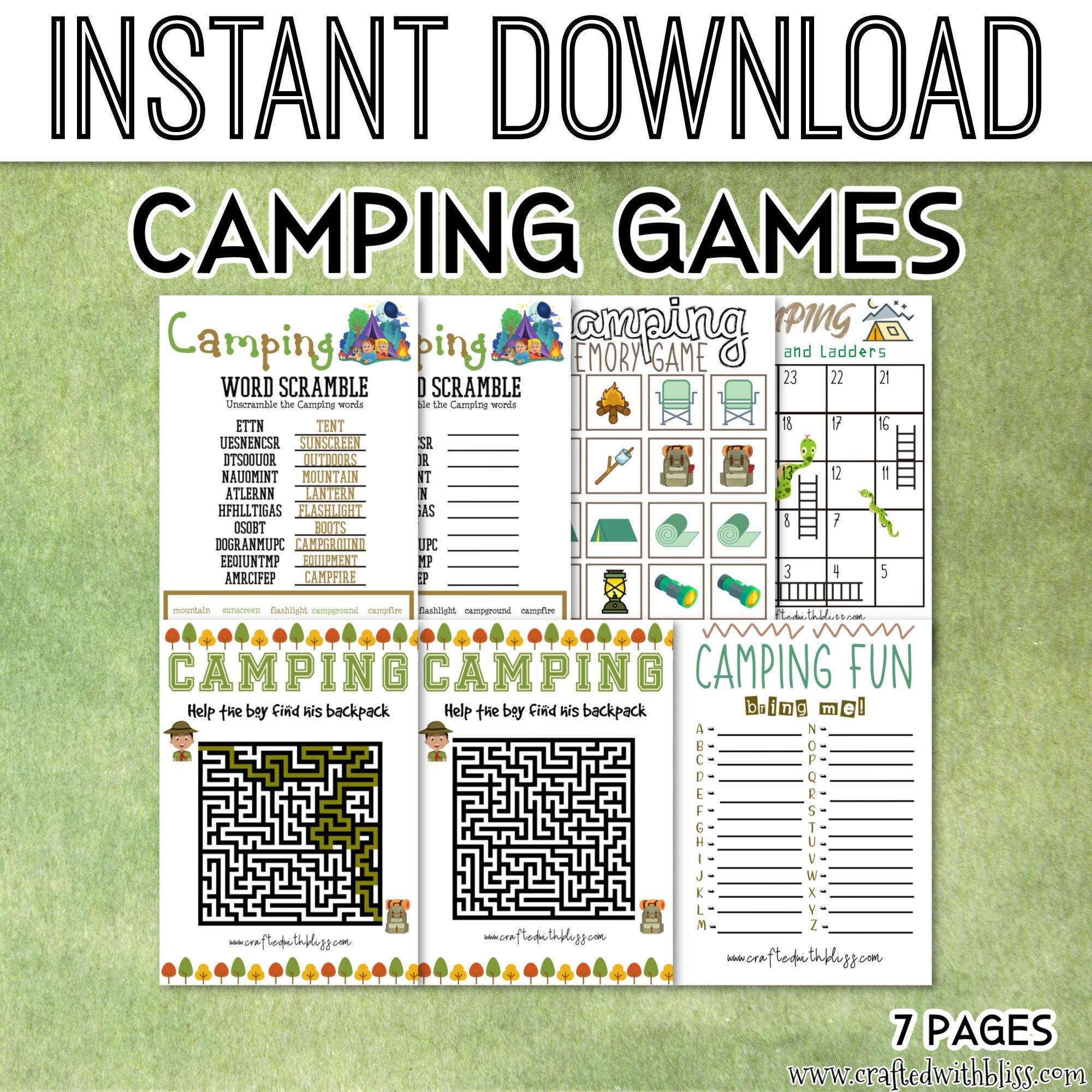 camping printables for kids summer camp printables all about etsy canada
