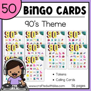 50 cartes de bingo des années 90