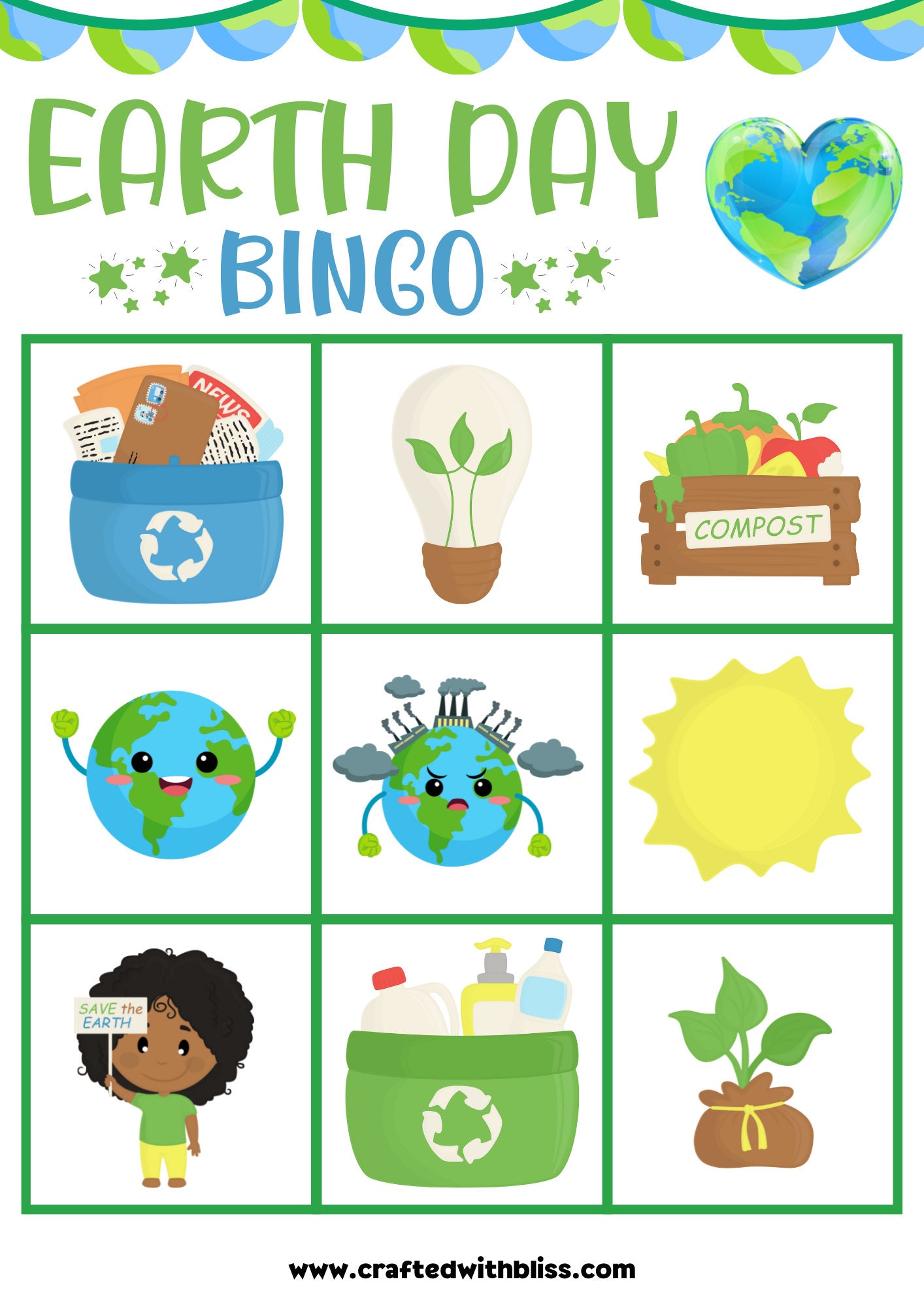 Earth Day Bingo for Classroom Game Preschool Kindergarten (10 Cards) - Etsy
