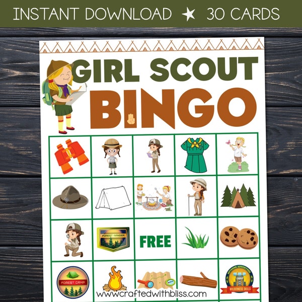 Girl Scout Bingo For Kids, Girl Scout Bingo Birthday Party, Classroom Bingo Game, Preschool Bingo Activity, Girl Scout Printable for kids