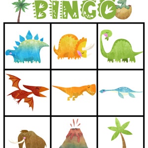 10 Dinosaur BINGO for Preschool-kindergarten, Dinosaur Games and ...