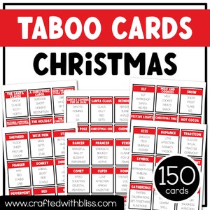 Jogo Tabu de Natal 150 Cartas Jogo de Festa de Natal Noite de Jogo Palavras Proibidas Diversão Sexta-feira Quebra-Gelo Quebra-cabeça