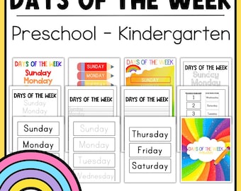 Days of the Week Worksheet Kit Preschool Kinder Printable Days of the Week Activities for Kids