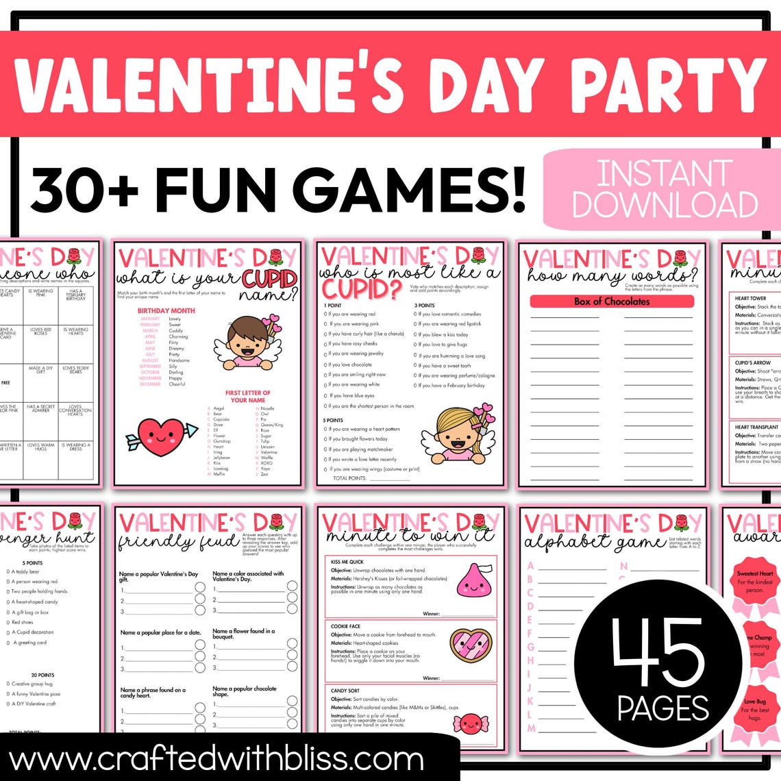 Valentine's Day Party Game Printable Bundle February - Etsy