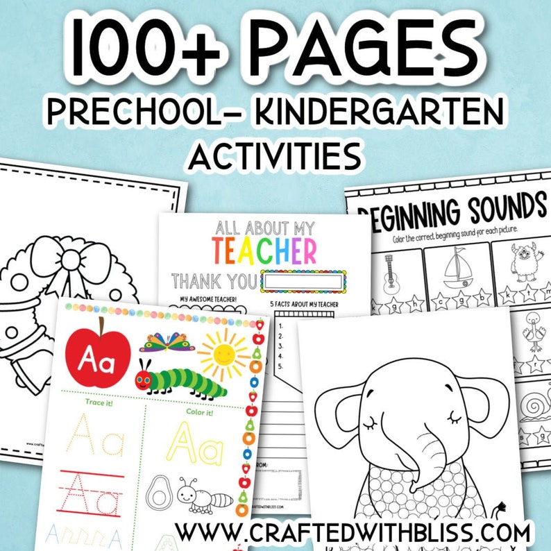 SALE 100 Preschool Kinder Activities Workbook Preschool Etsy