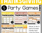 Thanksgiving Party Game Printable Bundle