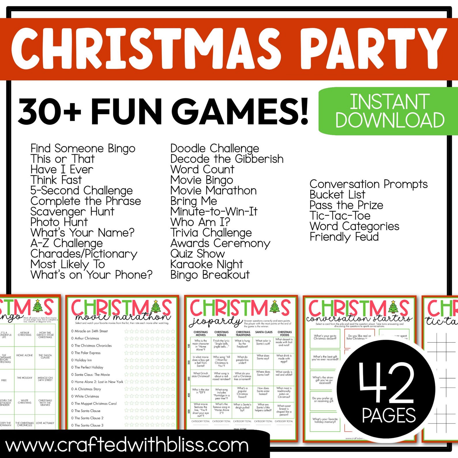 Christmas Party Games Bundle Printable Christmas Games for All Ages ...