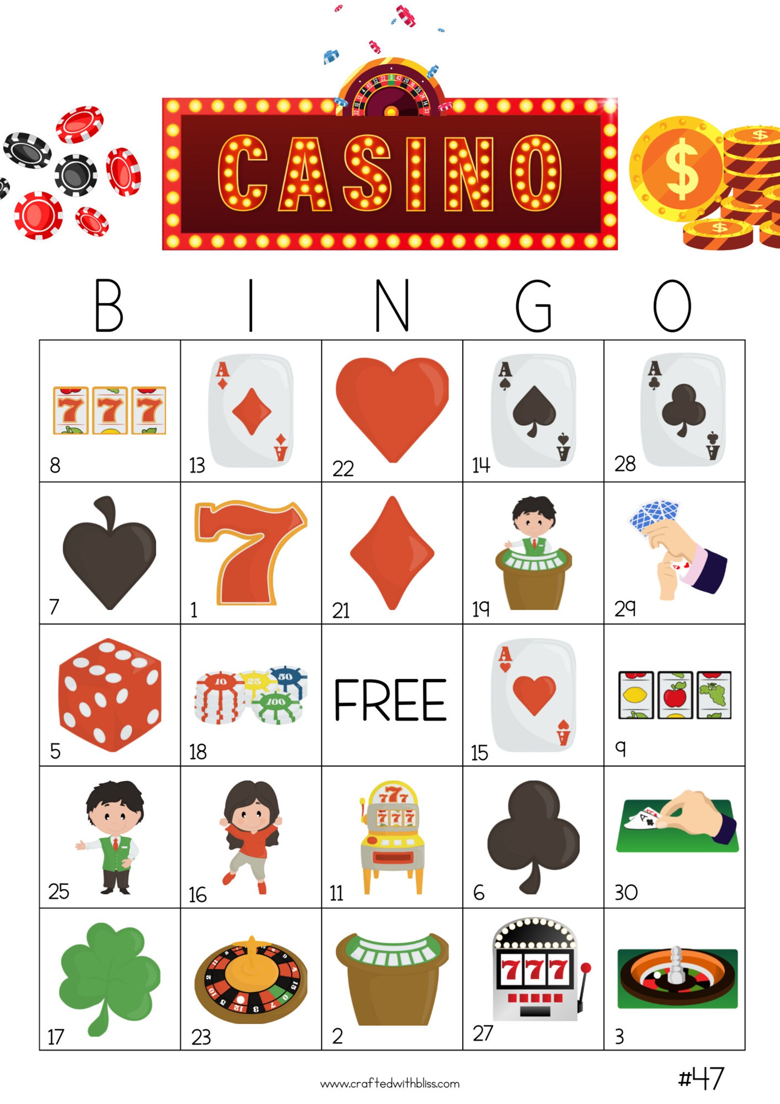 50-casino-bingo-cards-5x5-casino-theme-casino-party-game-etsy