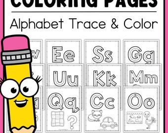 Tappetini per tracciare l'alfabeto da 26 pagine, attività per libri da colorare con l'alfabeto - dalla A alla Z, apprendimento dell'alfabeto, fogli di lavoro stampabili per tracciare le lettere dell'alfabeto