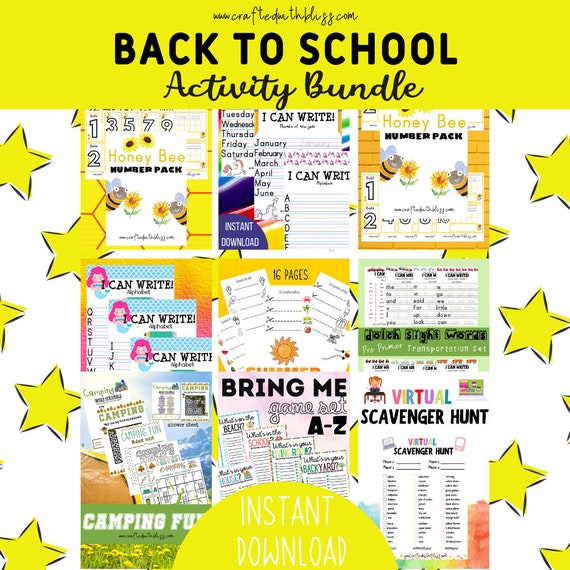 Back To School Activity Bundle Pack Handwriting Printable