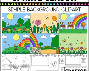 Simple Spring Background Scene April Clipart Commercial Use