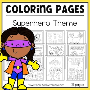 Superhero Coloring Pages For Kids, Superhero Coloring Printable, Superhero Birthday Printable, Superhero Activity, Superhero Coloring book