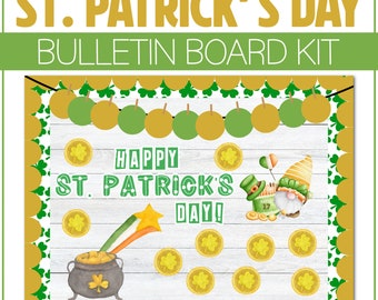 Happy St. Patrick's Day Bulletin Board Kit Door Classroom Decor Bulletin Decoration Leprechaun Theme March Preschool Kindergarten Elementary