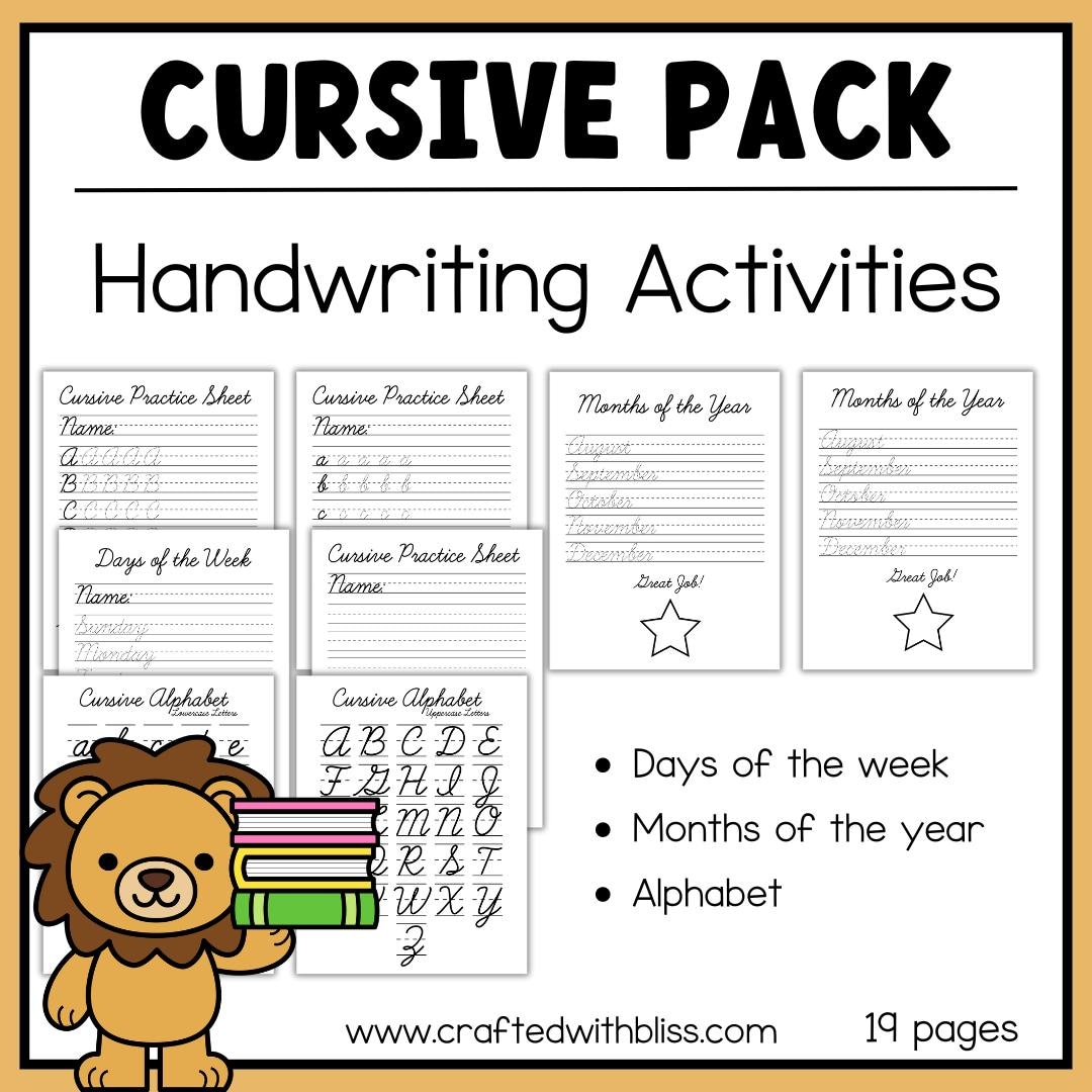 Cursive Tracing Practice Worksheet Etsy Cursive Tracing Practice Worksheet Etsy
