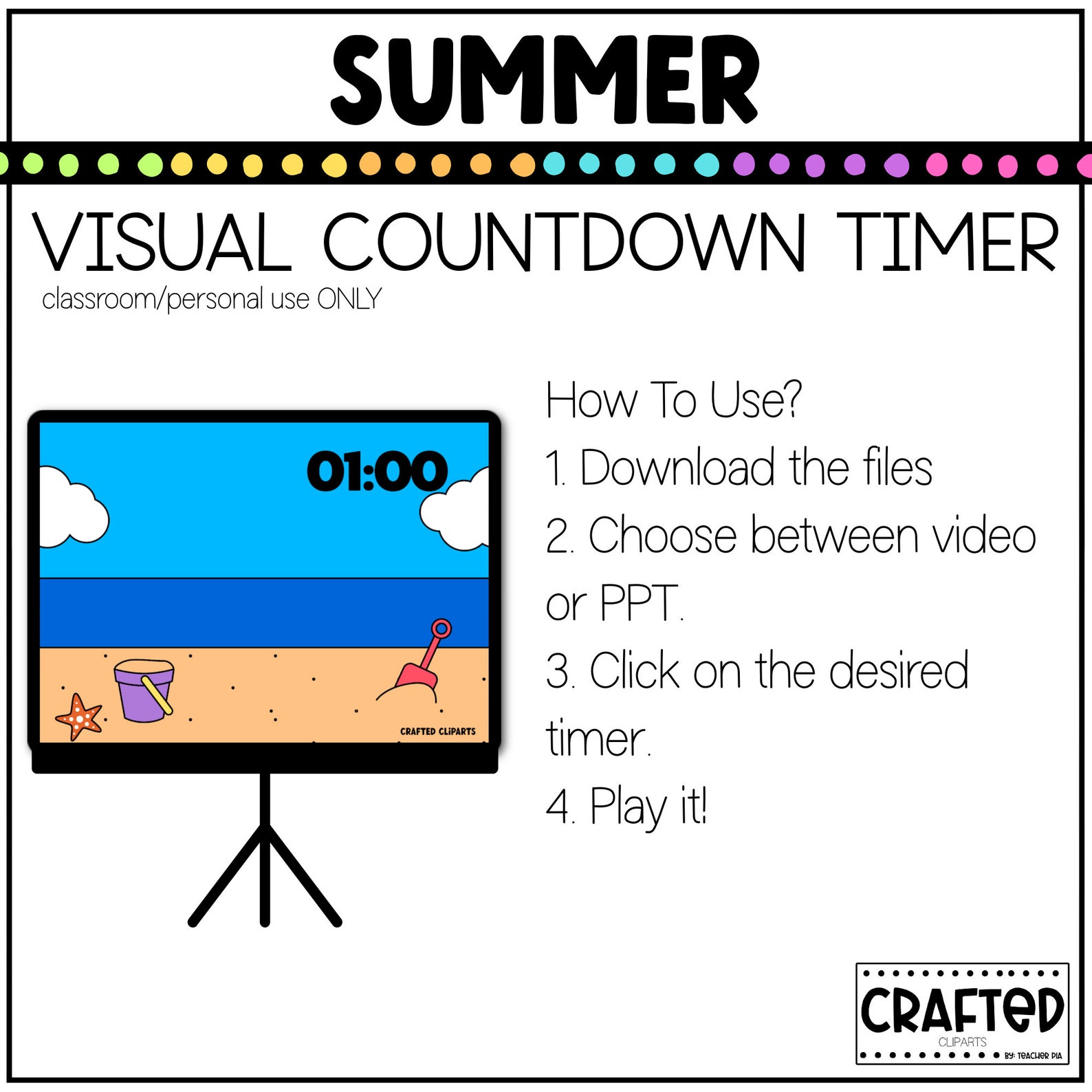 Summer Visual Timer Countdown Classroom Management Tool Transition PPT ...