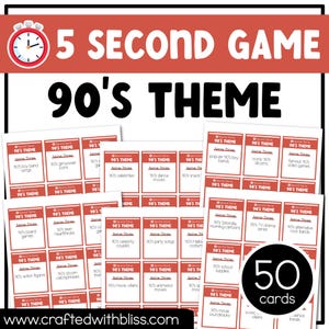 Fiesta temática de los 90, juego de 5 segundos, 50 cartas, viernes divertido, rompehielos, descanso mental