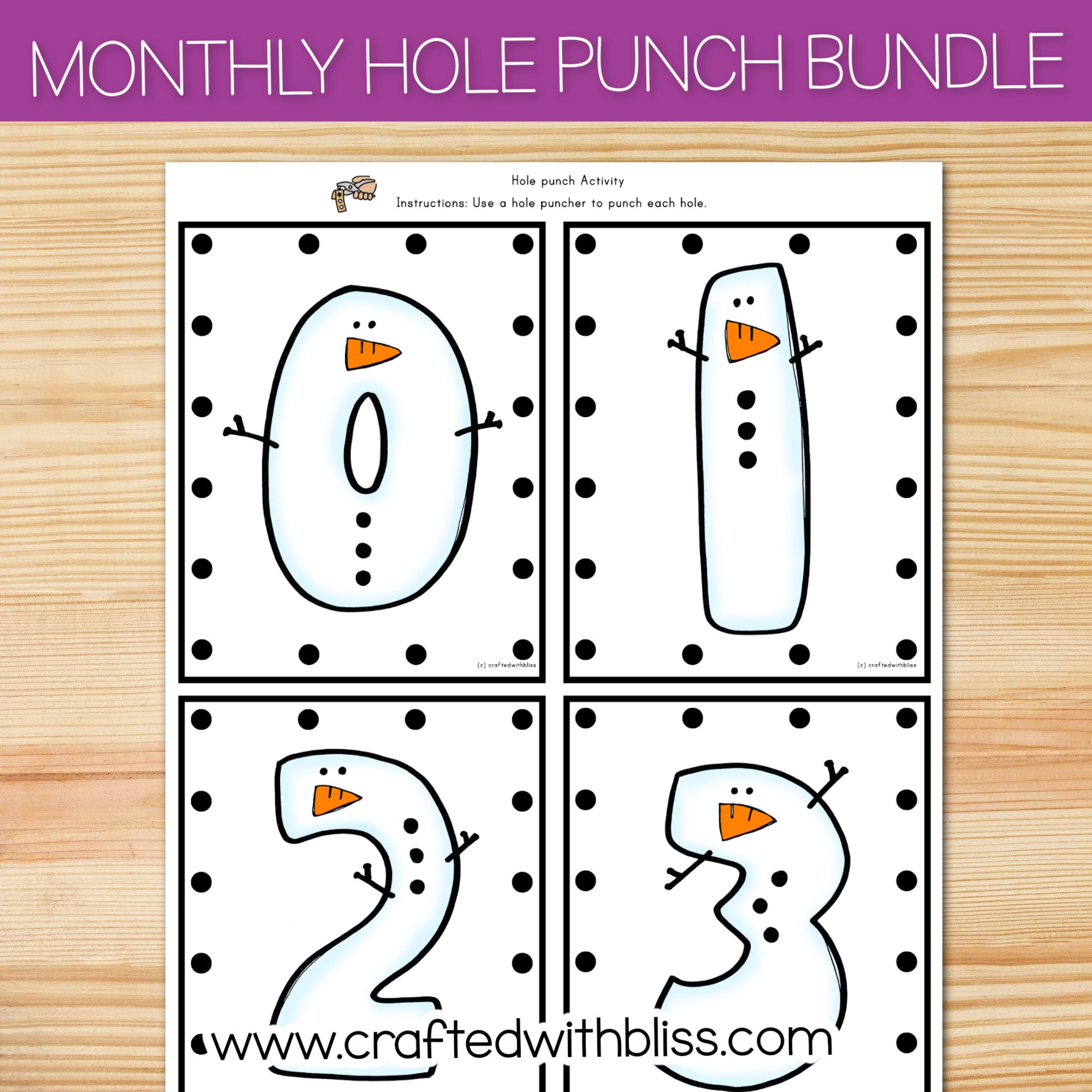 Monthly Hole Punch Bundle Fine Motor Center Preschool Sped Occupational Therapy Kindergarten