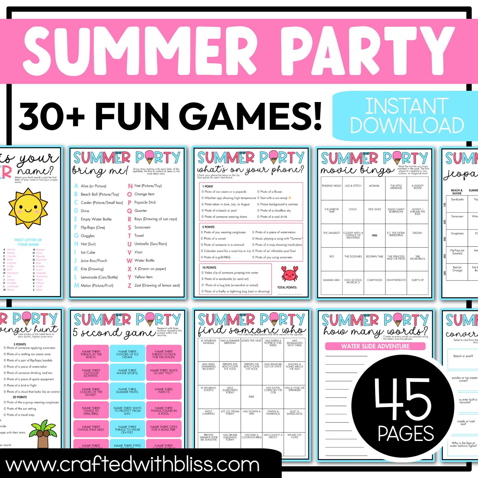 Printable Summer Party Games for All Bundle 30+ Games - Etsy