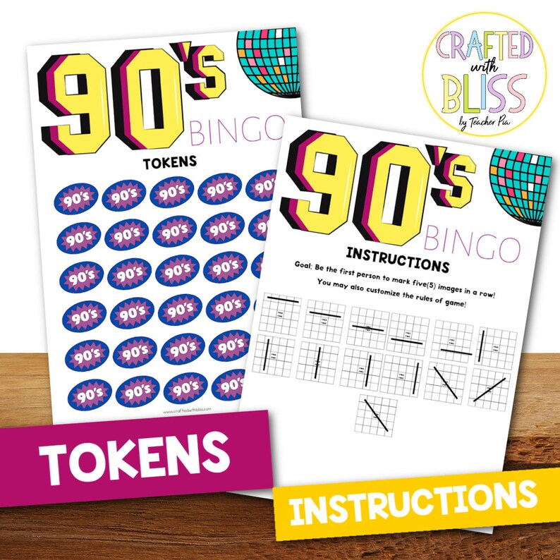 50 90's Bingo Cards 5x5 90's Theme 90's Party Etsy