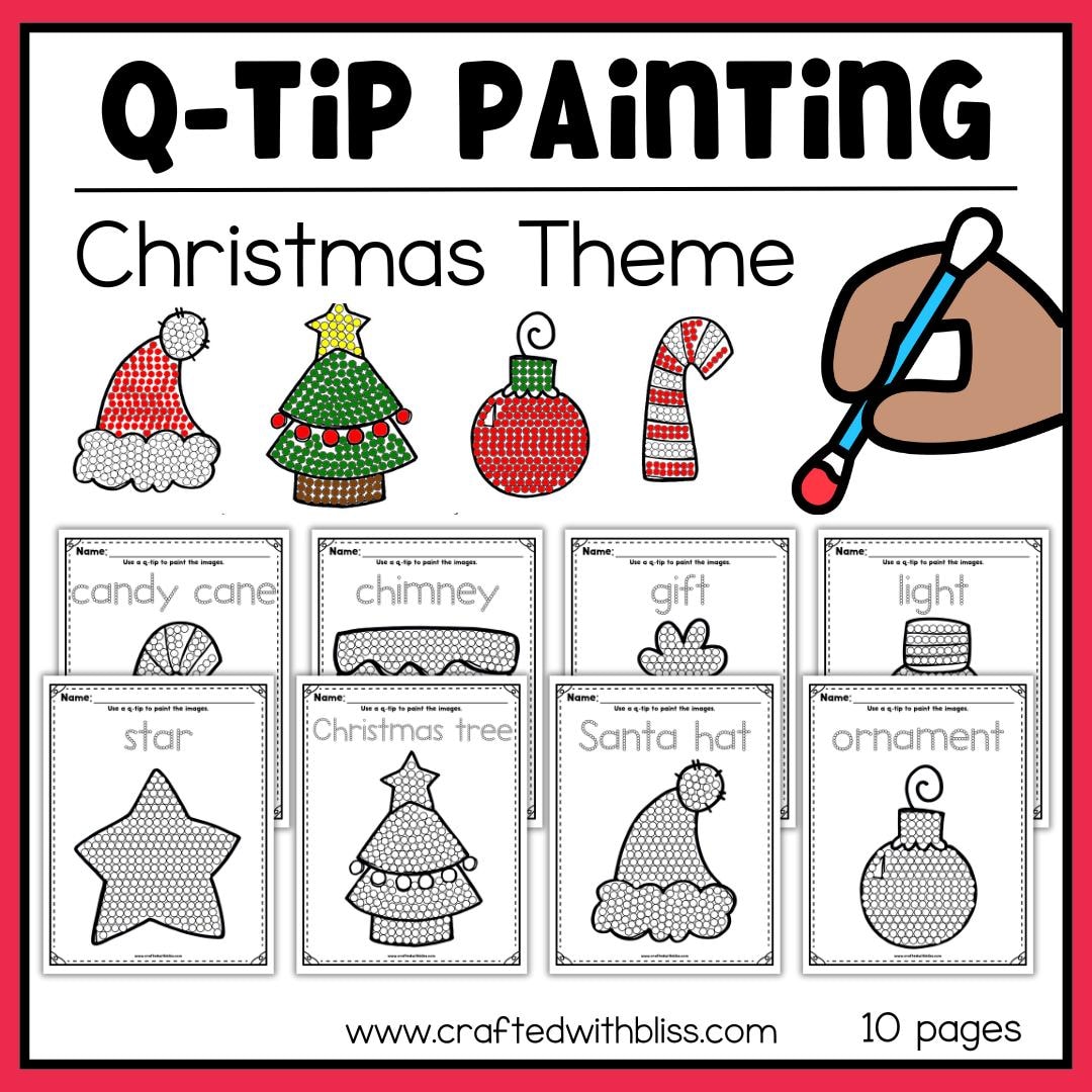 q-tip painting christmas craft - etsy uk