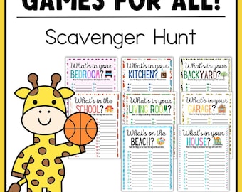 Printable Bring Me Game Scavenger Hunt, Kids Party Game Bring Me Hunt, Classroom Scavenger Hunt Printable