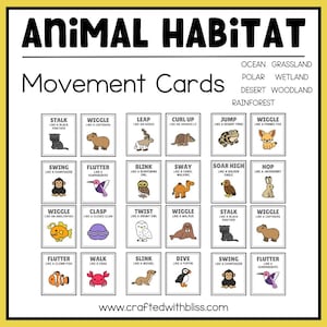 Cartes de déplacement de l'habitat des animaux pour la maternelle