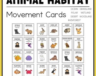 Animal Habitat Movement Cards Kindergarten