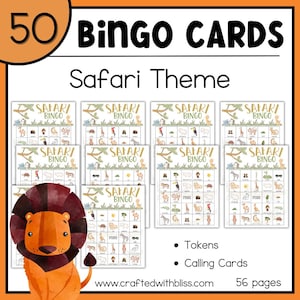 50 cartelle del bingo safari