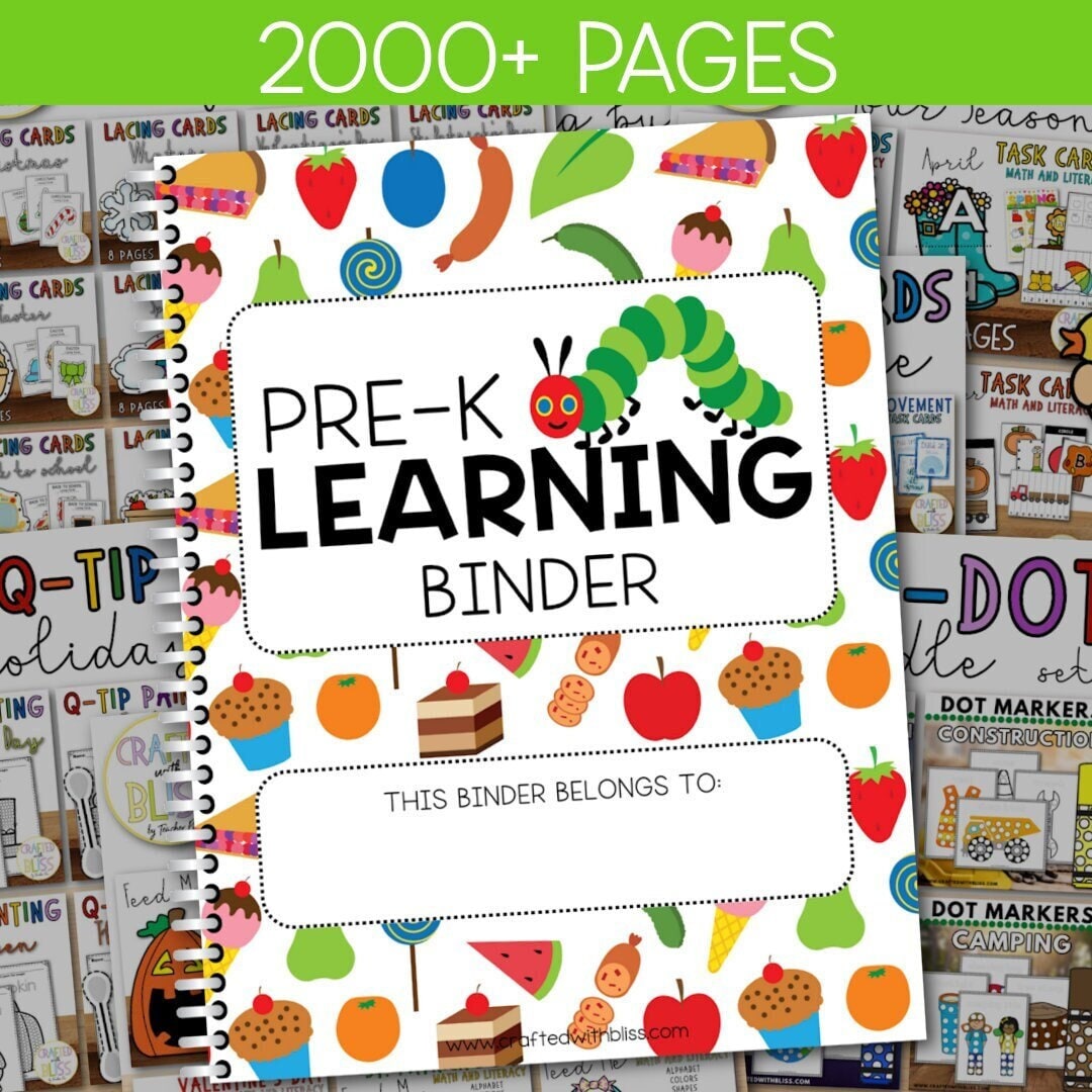 Pre k learning binder 2000 pages etsy