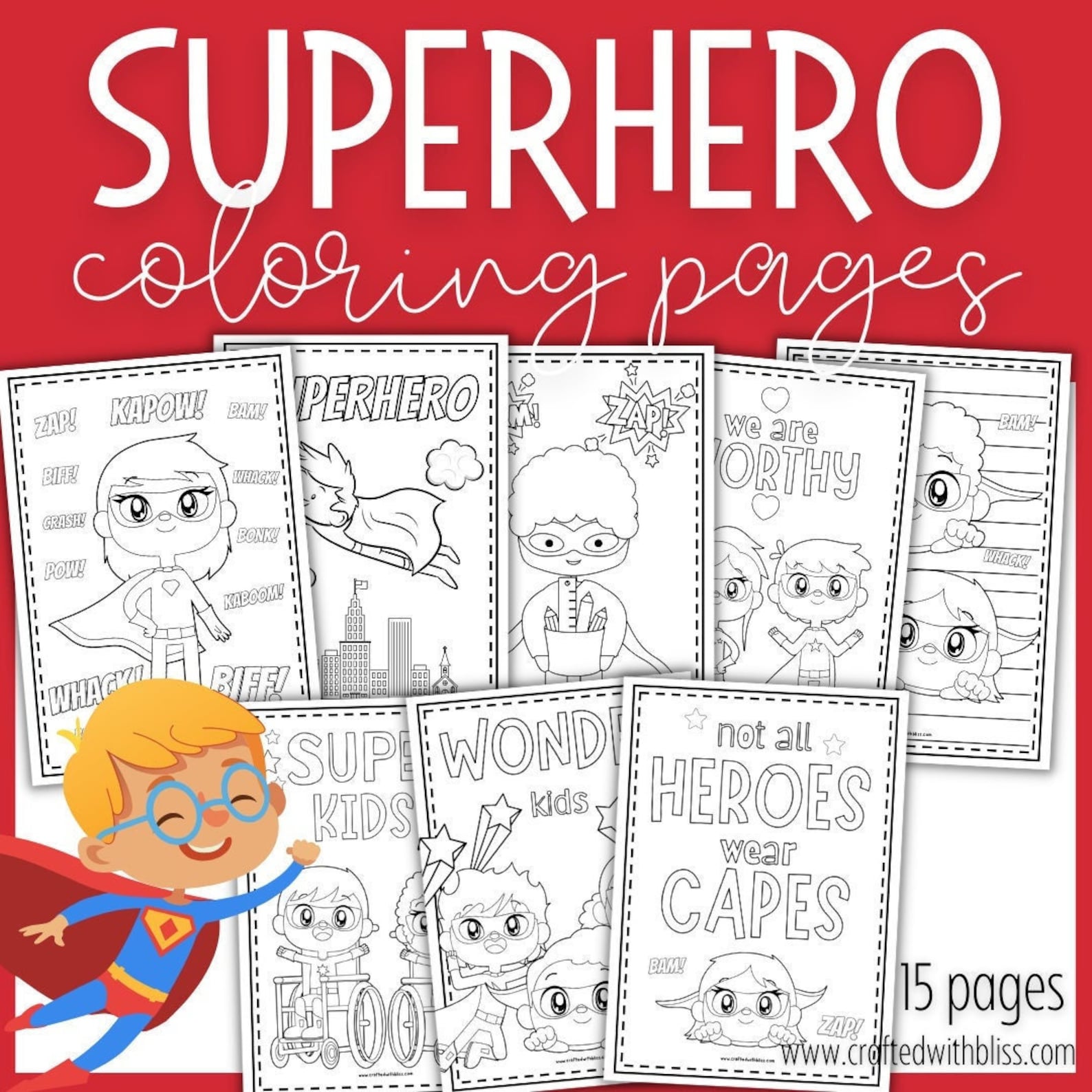 Superhero Coloring Pages for Kids, Superhero Coloring Printable ...