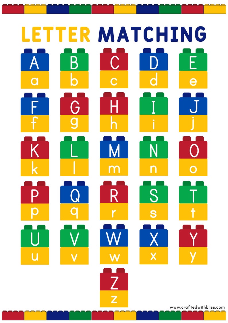 lego themed matching letters printable printable alphabet
