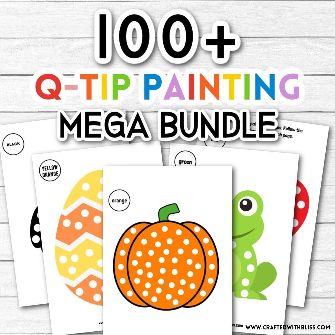 100 Pages Q-tip Painting Mega Bundle Fine Motor Skills
