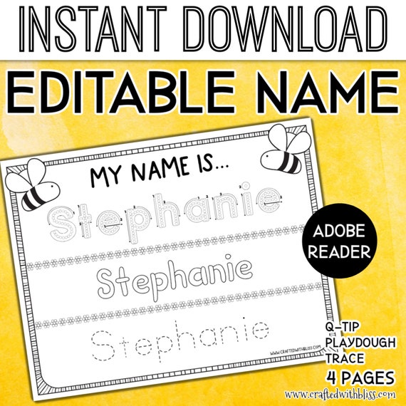editable and instant download name printable name tracing etsy
